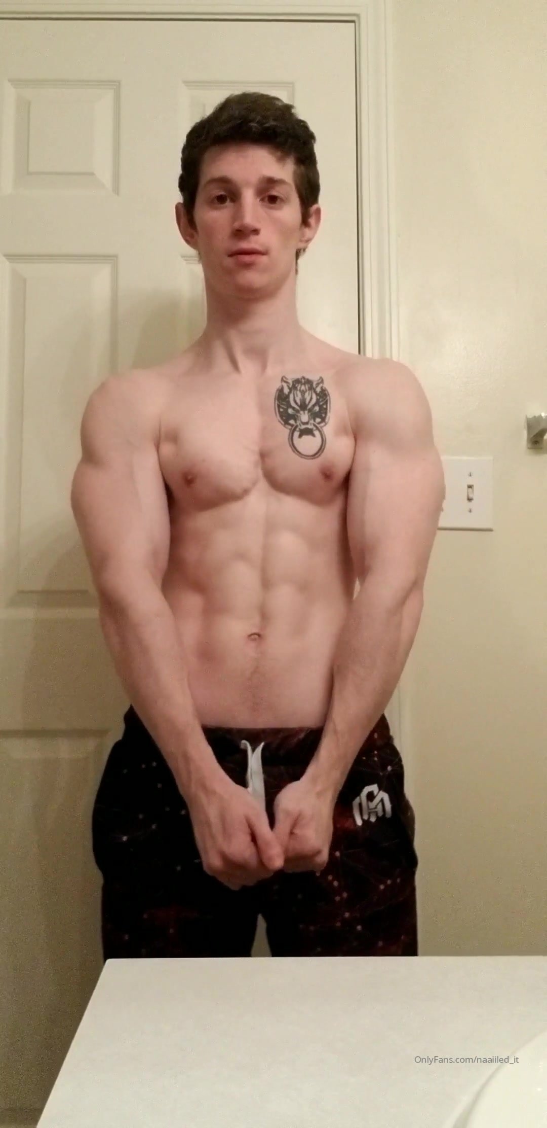 Muscle teen shows off gains
