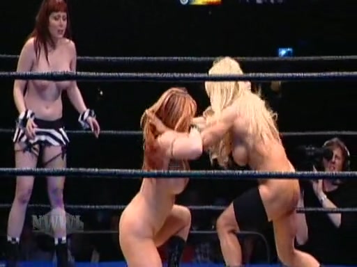 Naked athletic babes put on a wrestling show
