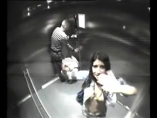 Horny friends have security cam sex in the elevator