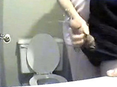 Quick bathroom handjob makes my dick squirt