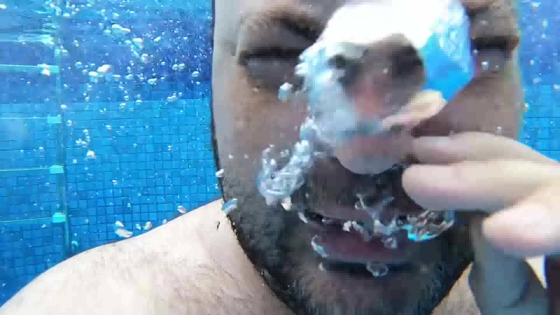 Beefy brazilian barefaced underwater