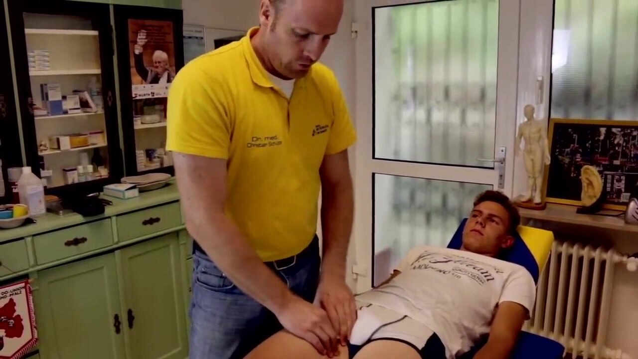 german trainer uses hot german athlete as prop to teach groin treatment