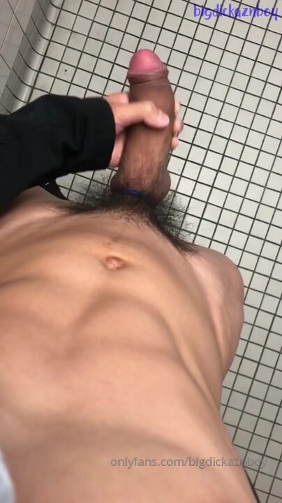 asian boy cums in restroom