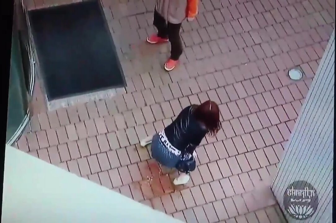 Desperate girl can't hold it and pees herself