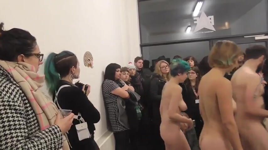 Public CFNM and CMNF in public - Nude art performance