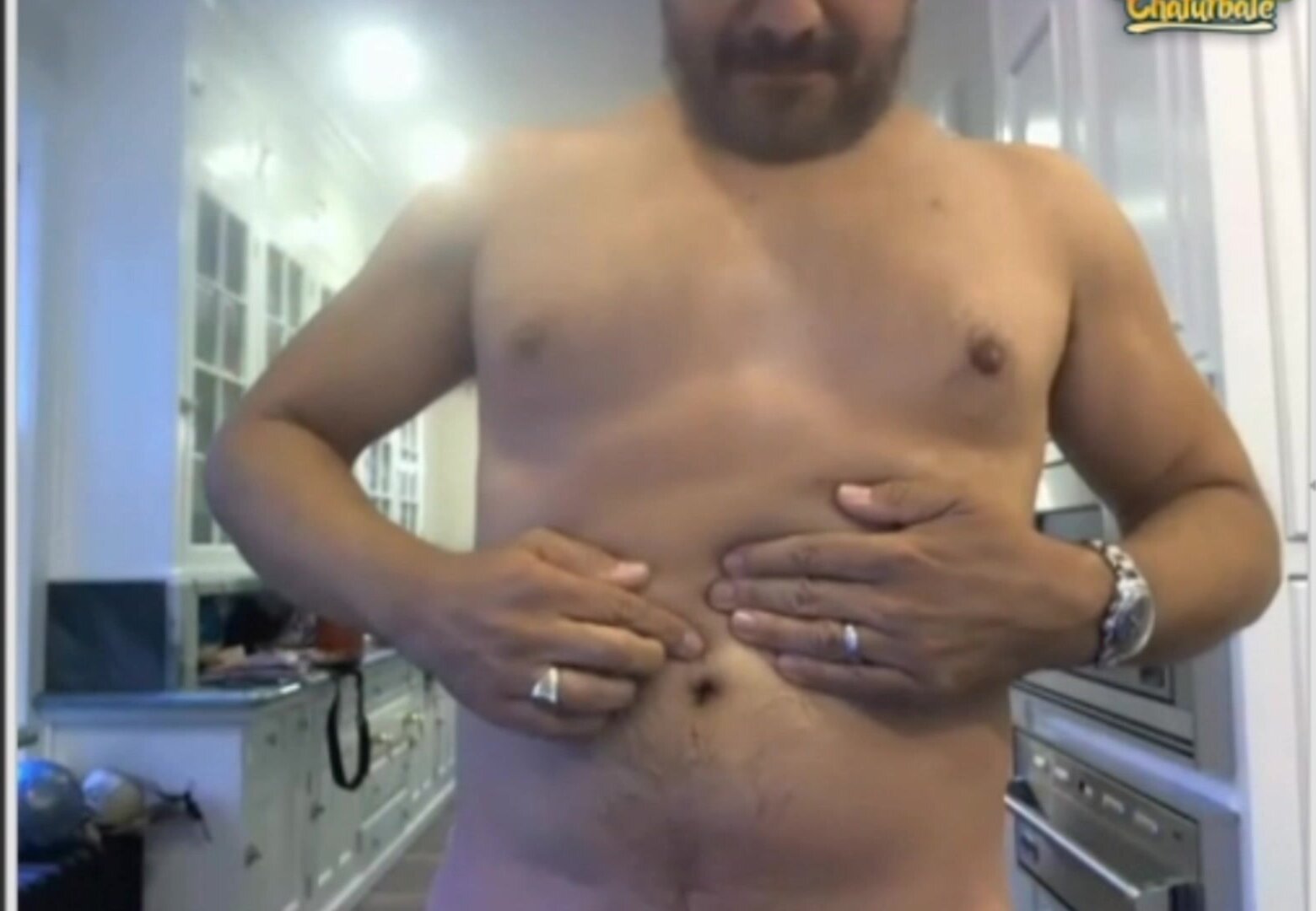 Men picking their belly buttons on live cams