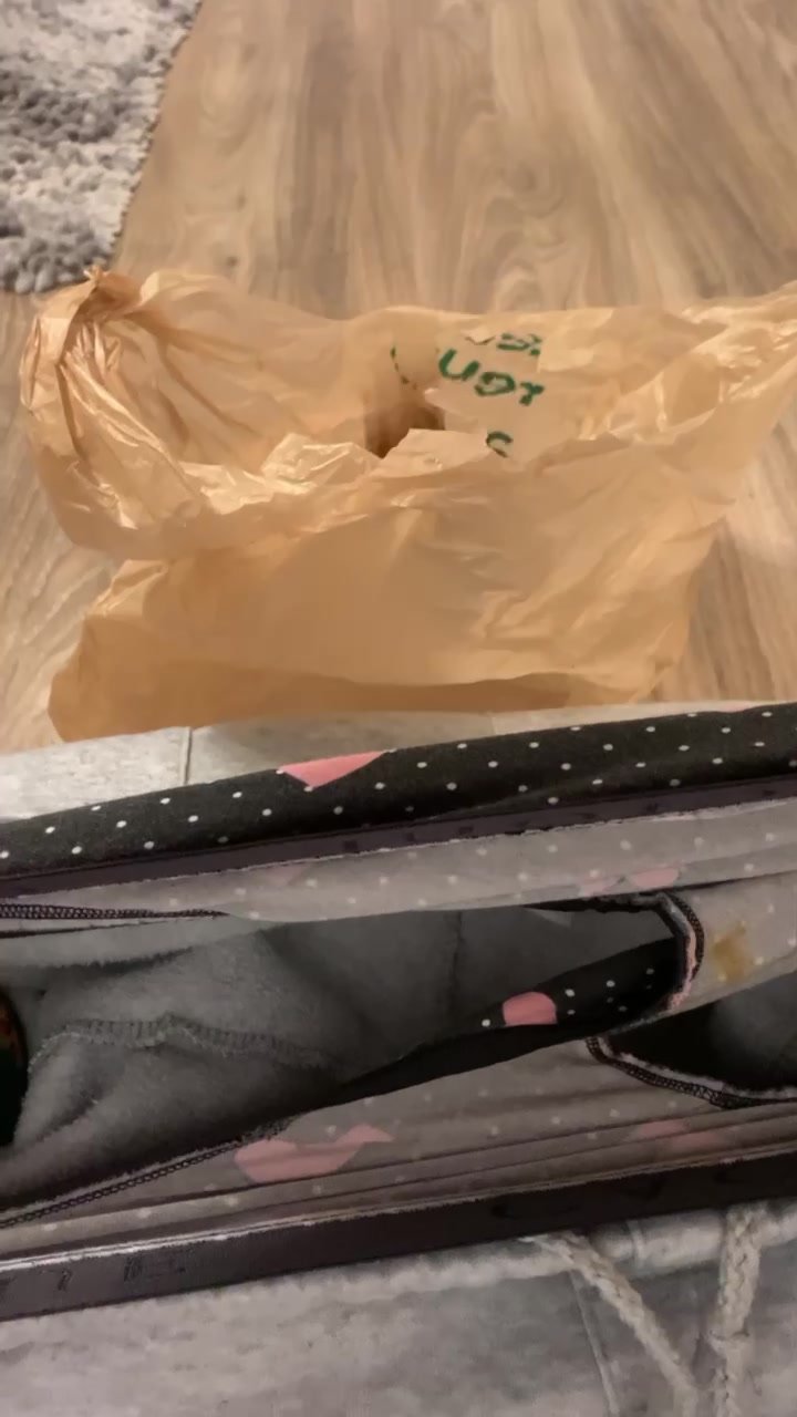 Wife poops in plastic bag