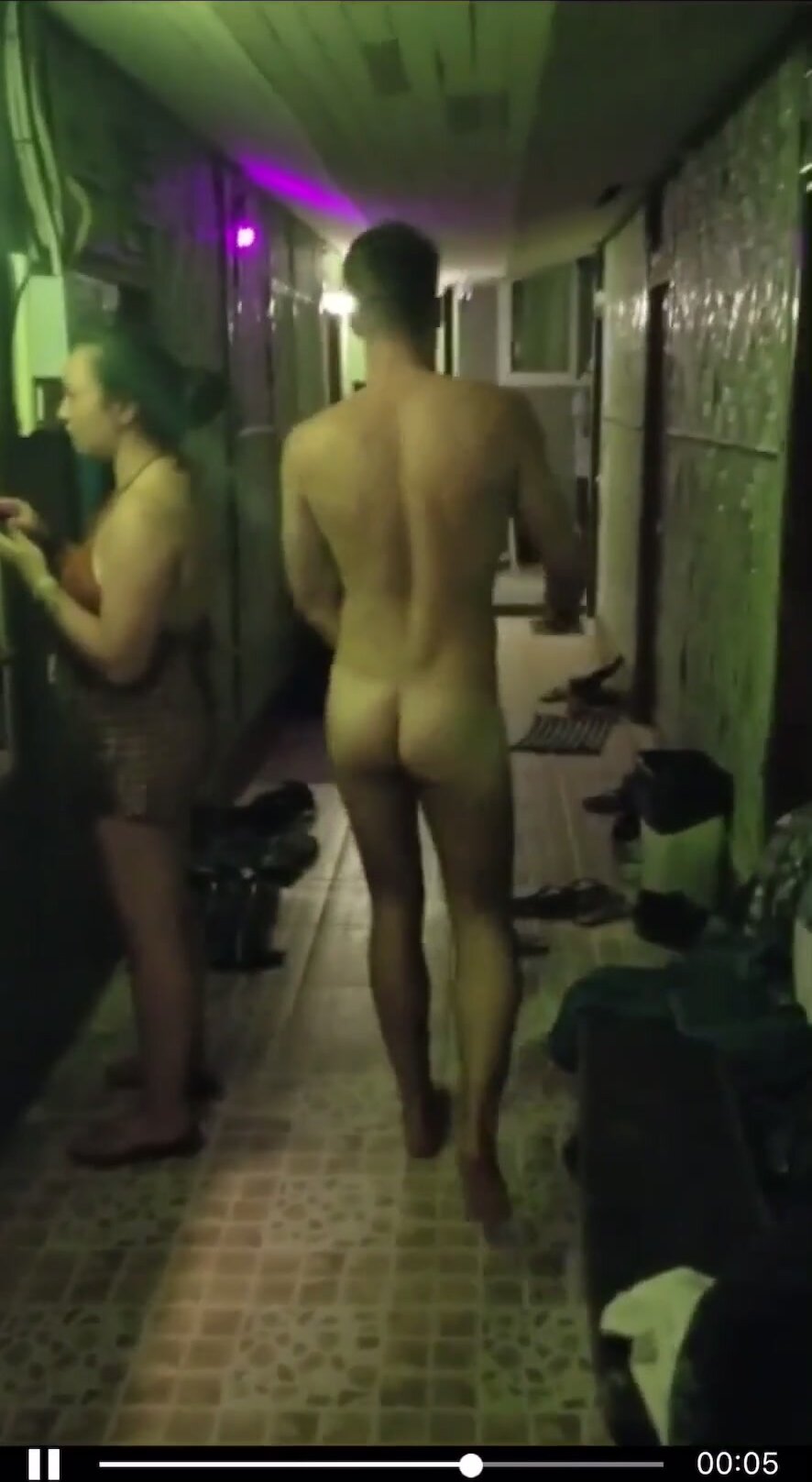 Guy walking around hostel naked - ThisVid.com