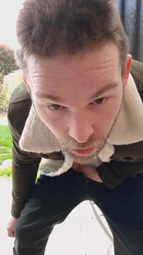 cute men smoking and masturbates in public