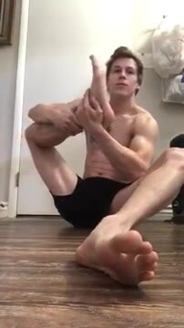 Hot Guy Sniffs His Foot as He Farts