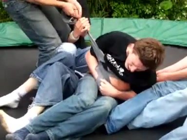 Extreme Ripping Squeaky Clean Wedgie on a Trampoline