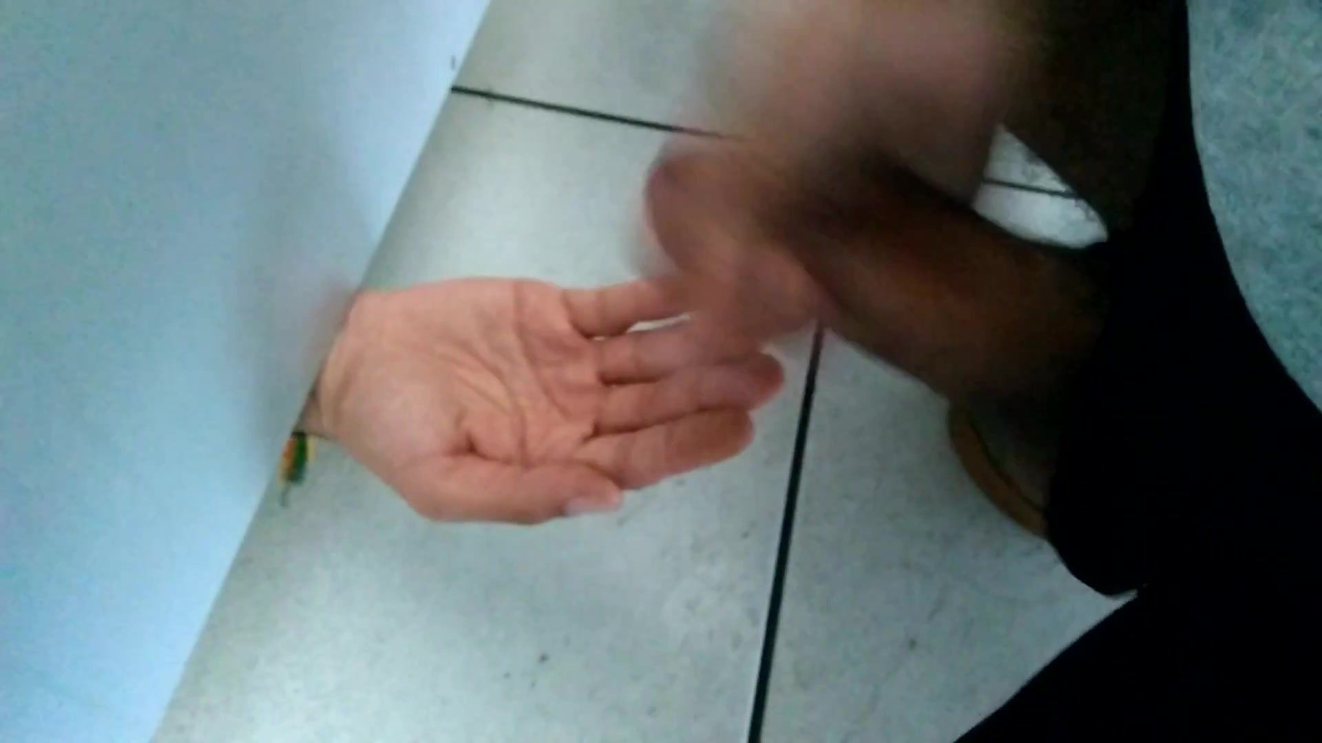 Cumming on a guy's hand understall