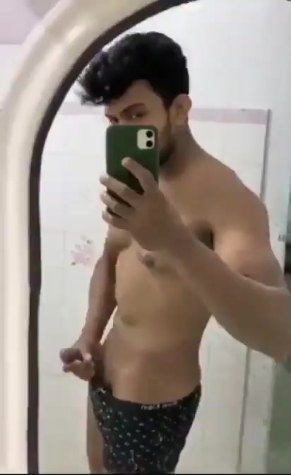 Wanking in front of mirror