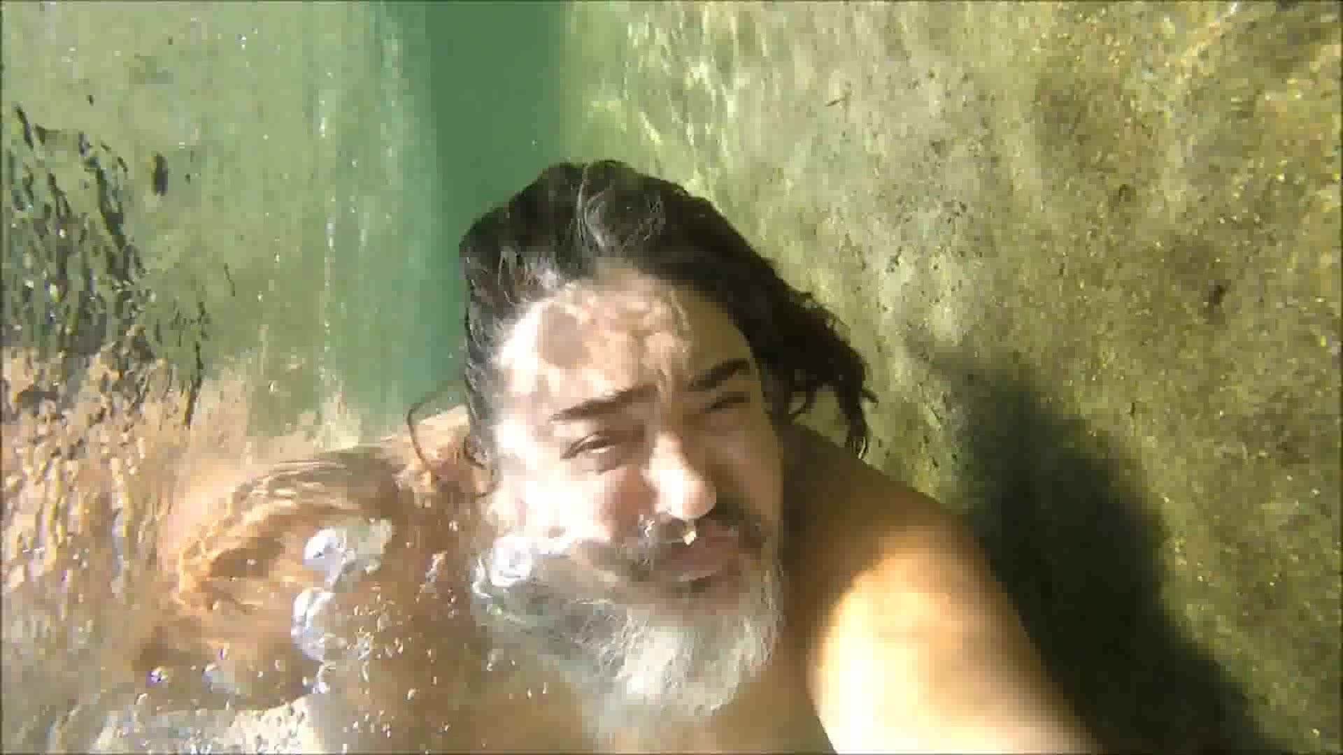 Fat daddy barefaced underwater