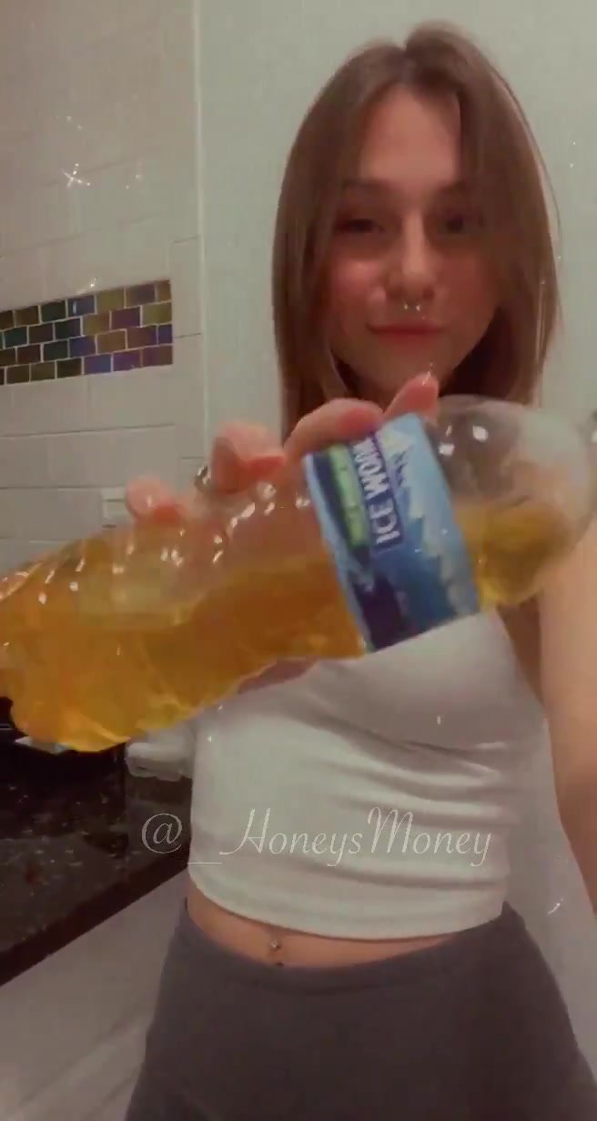 Hot chick piss bottle teaser