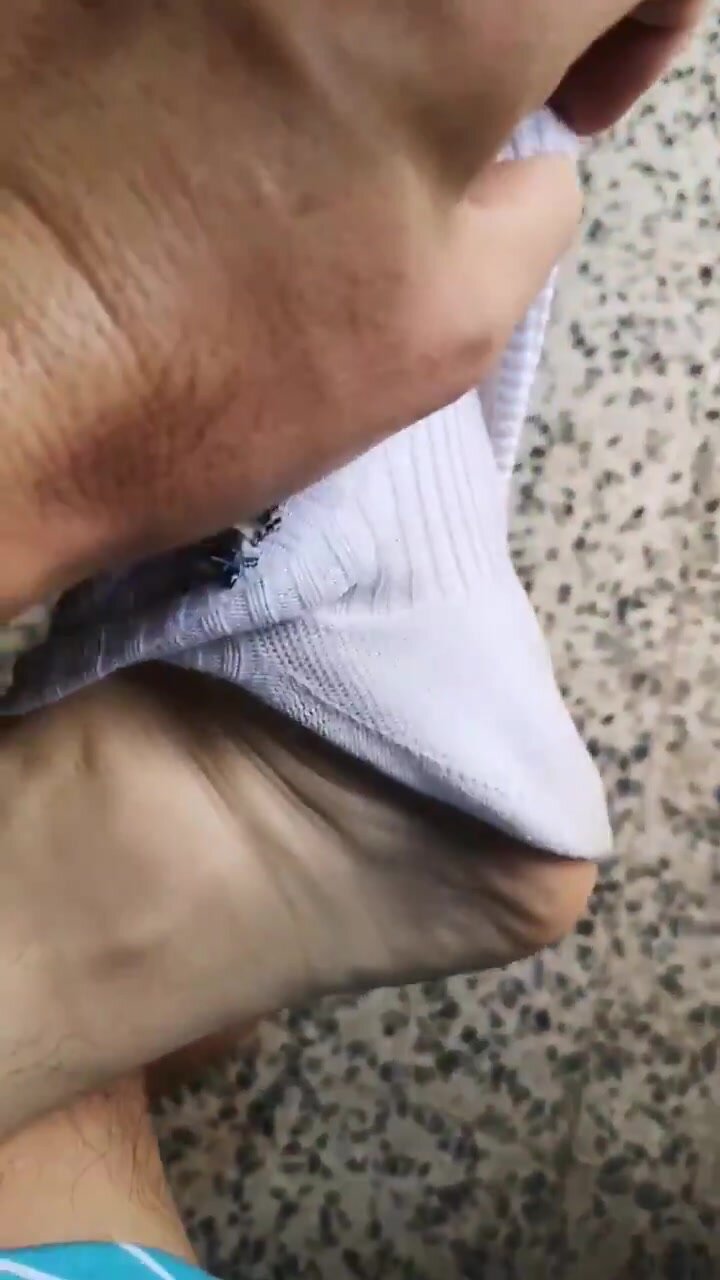 Showing off dirty white socks