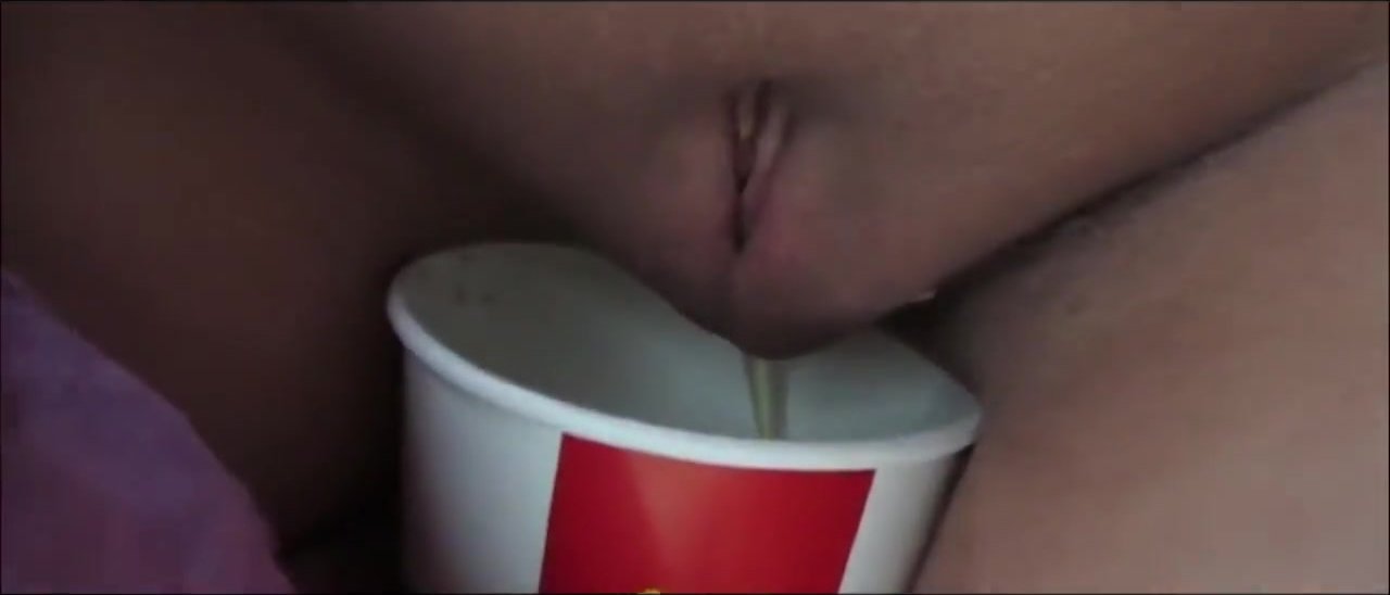 Cute Girl Piss in McDonalds Cup