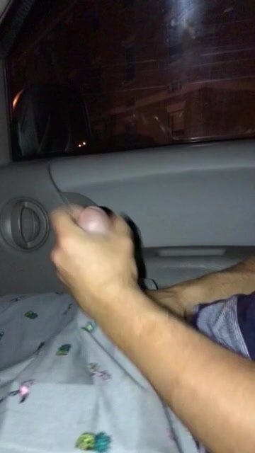 drunk hot scruffy straight guy jerks and cums in car for friend