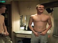 Hunk Friends Strip Show on Bathroom