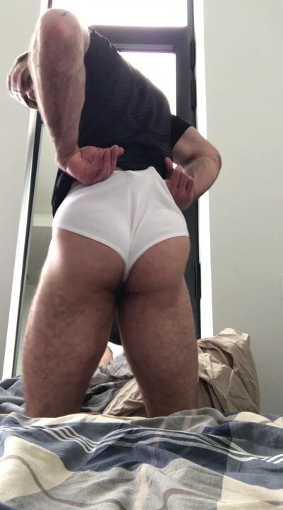 nice beard in sexy white briefs