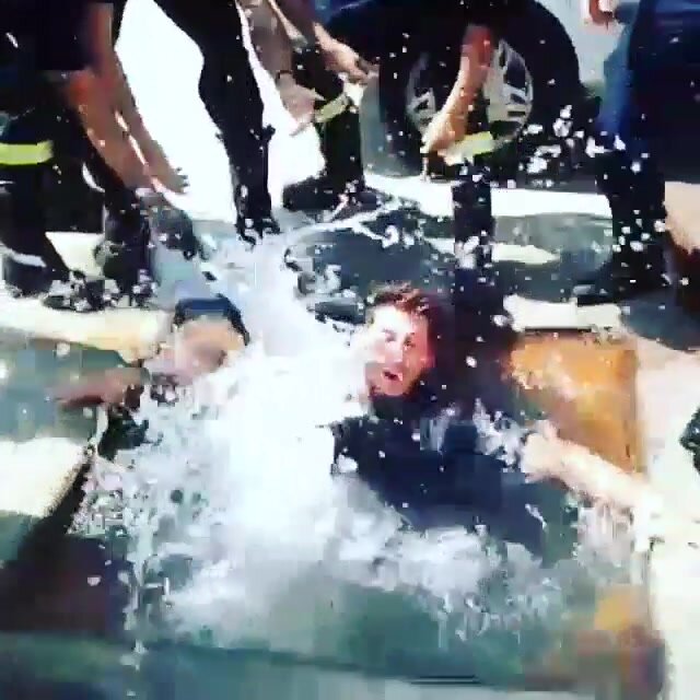 Hot firefighter gets wet