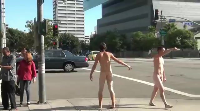 Group Very Small Naked Protest By Occupy La