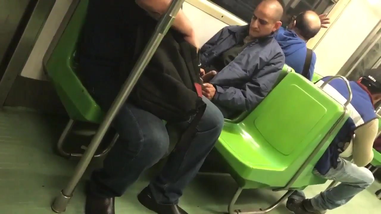 Stranger strokes a man (no cum) 's dick in train