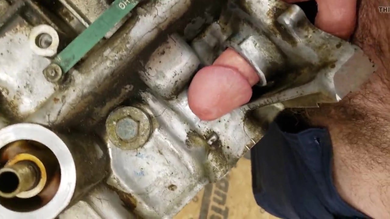 Guy fucks a motor engine and cums