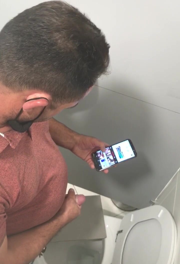 Jerking off in public stall