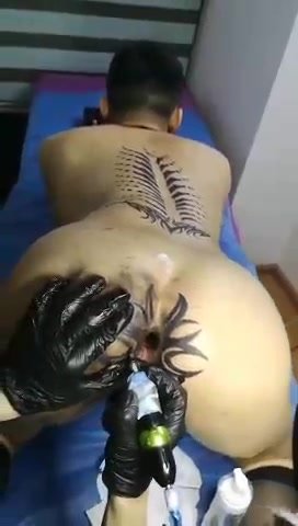 Getting a tattoo on his gaping hole (will privatize soon-fav&sub)