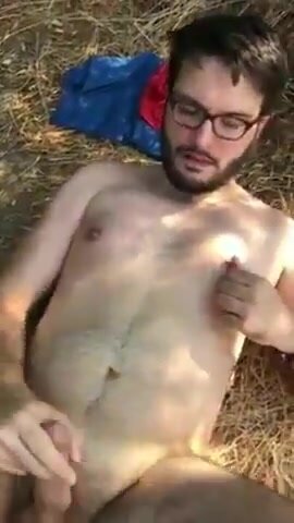 Gaetan jerking off in a city park