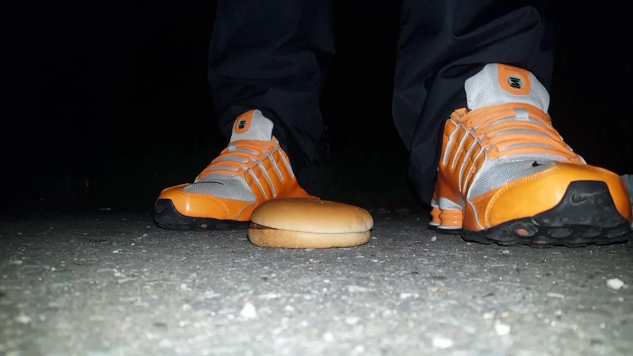 Stranger stomps my burger in parking lot with his Nike Shox
