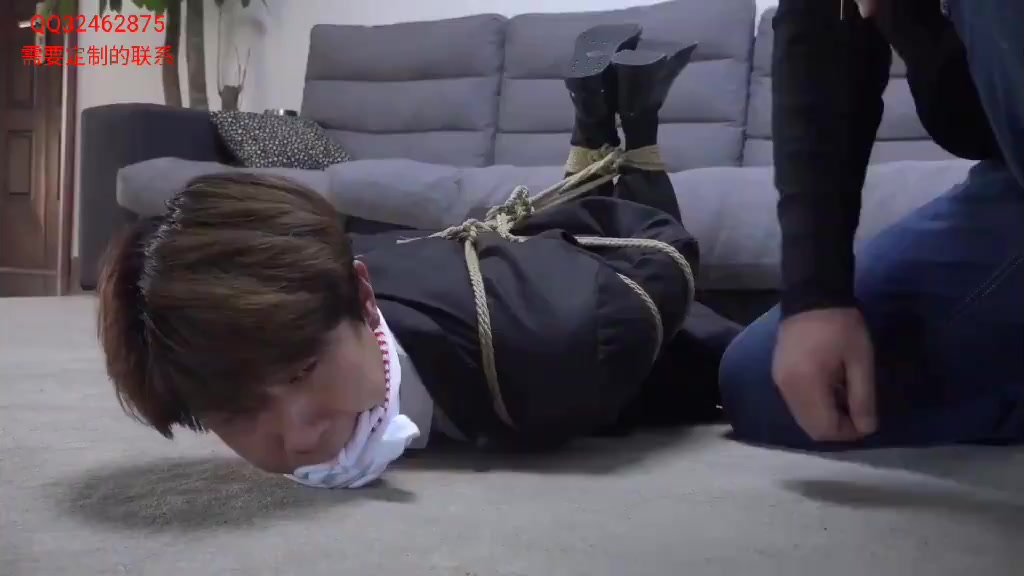 Handsome guy in formal wear was tied up and tortured