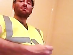 Guy in hard hat eats his own load