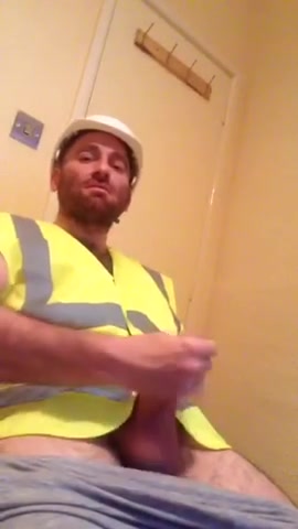 Guy in hard hat eats his own load