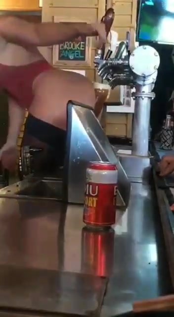 serving beer with ass