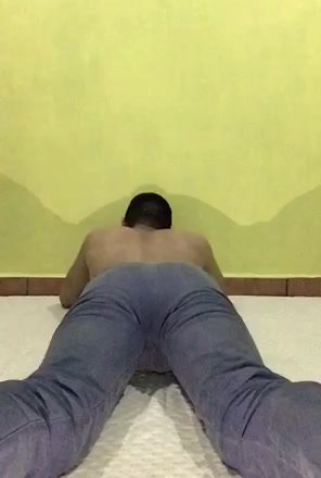 Farting in blue trouser