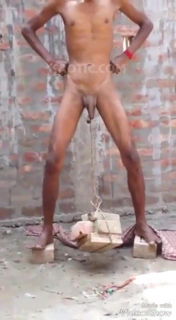 Indian with cock balls stretching