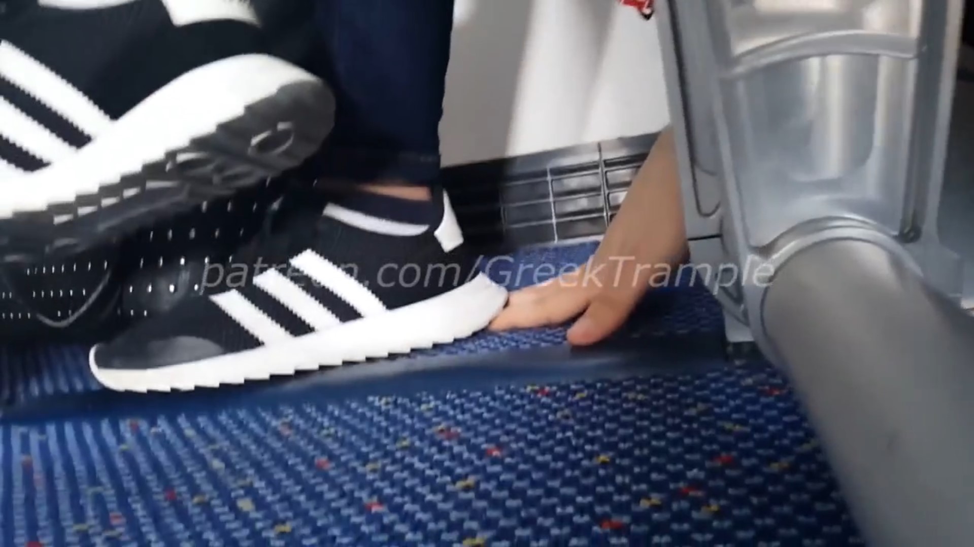 Unknown Candid Hand Trample With Adidas Trainers on Airplane (CHT 3)