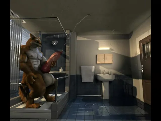 Anthro Big Cock Fucking - H0r3e Animation - Anthro Dog Stroking his Growing Giant Cock in the Shower  - ThisVid.com