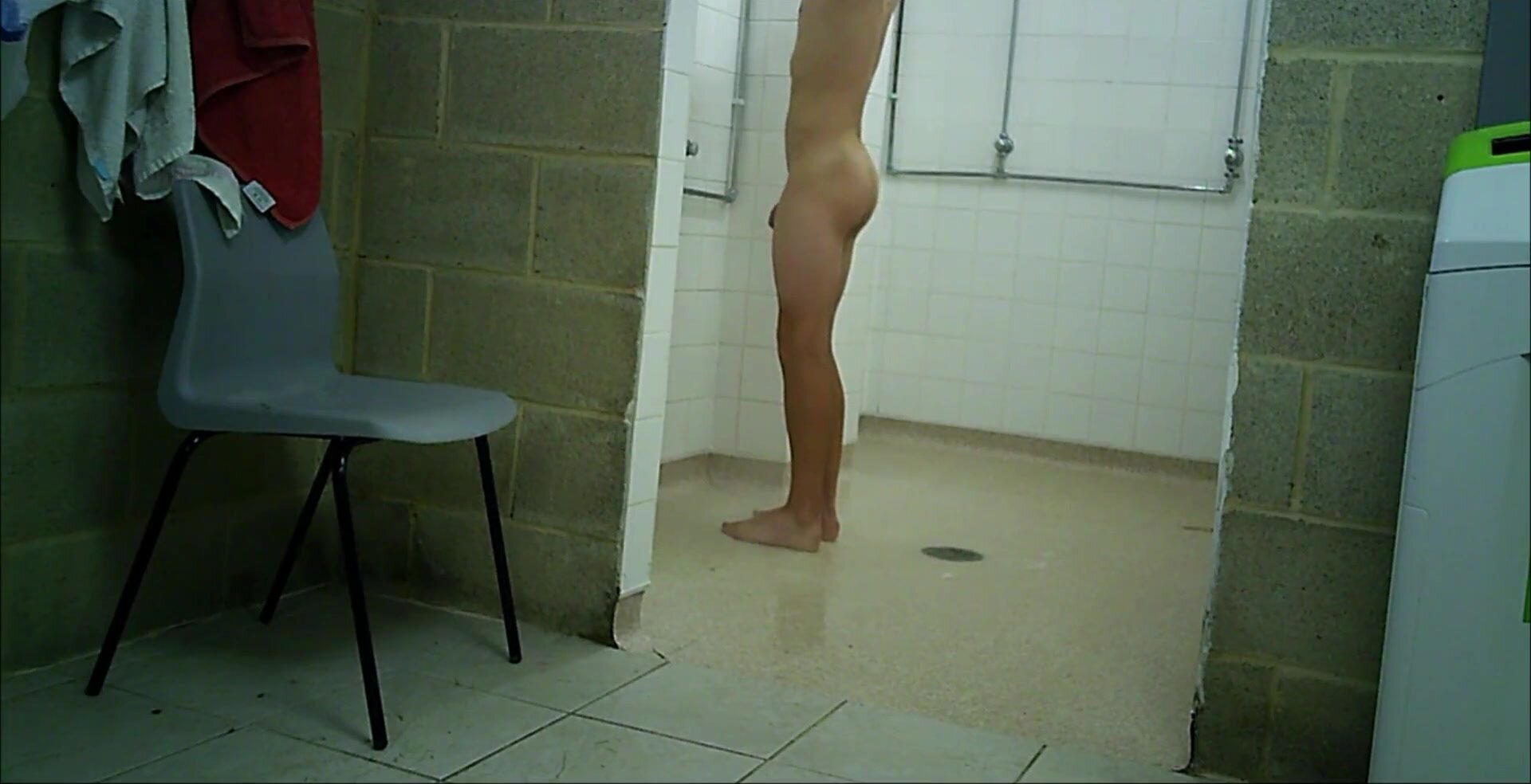 Uncut dick in gym showers