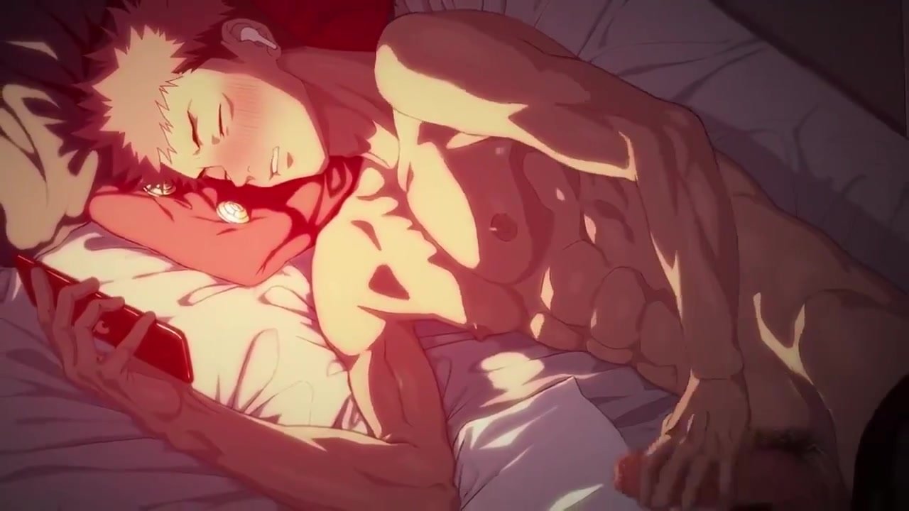 Animated Yaoi: Jerking off in bed