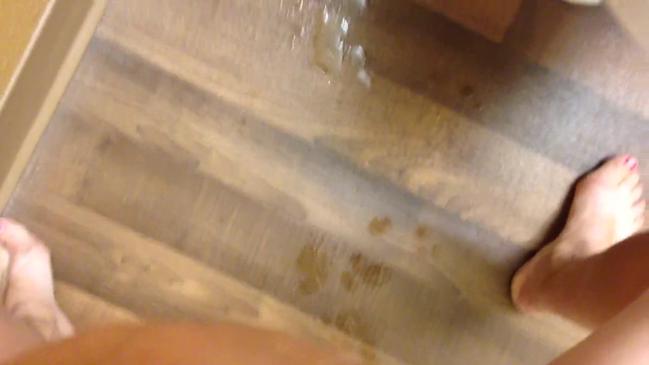 Woman Pissing all over the Hotel Bathroom