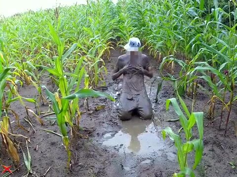mud jerk off in field