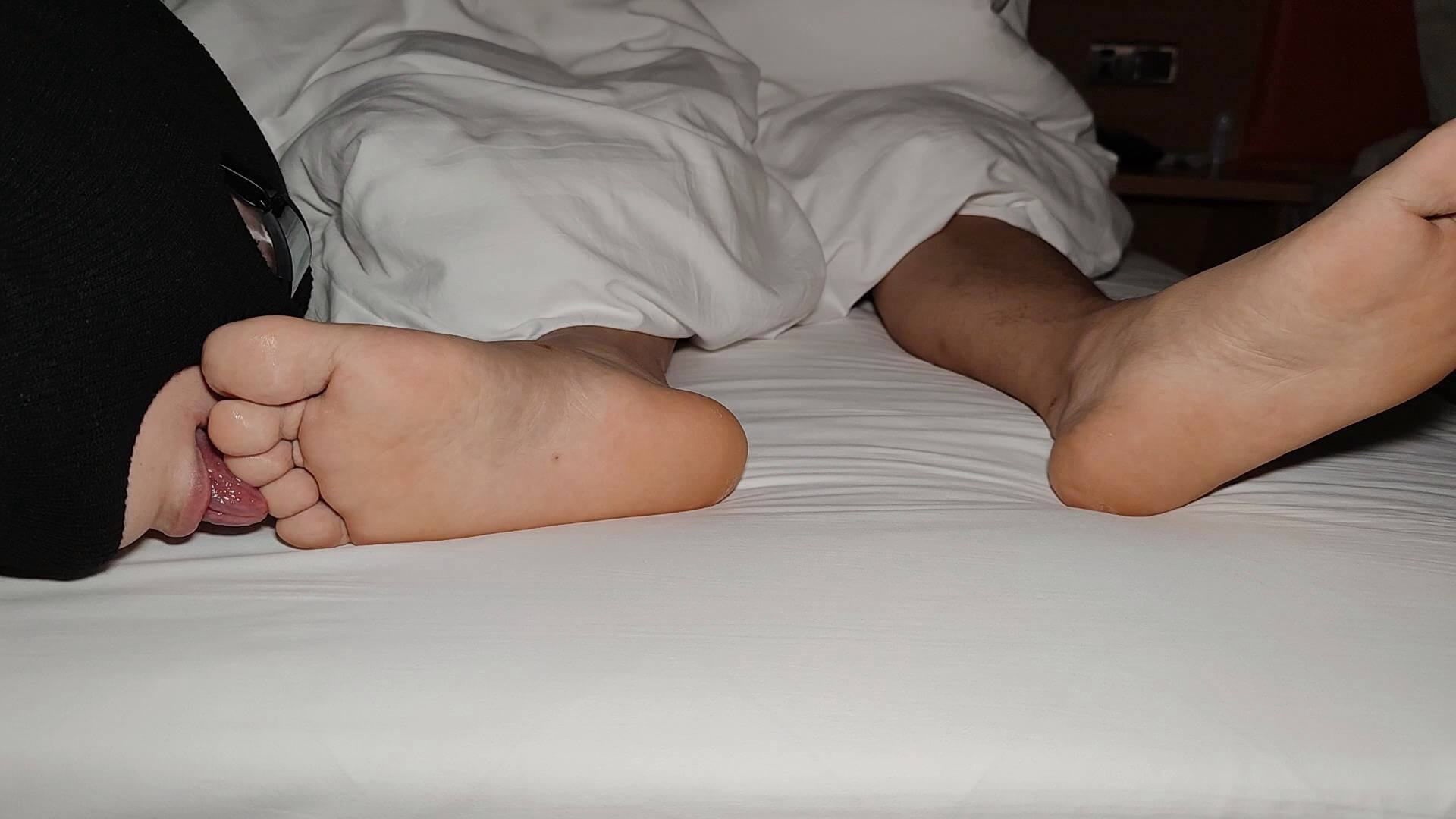 Lick my friend's smelly toes at night!