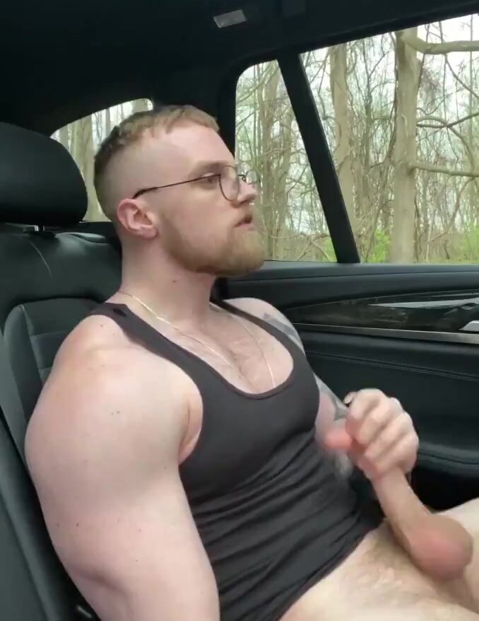 Guy growing in car