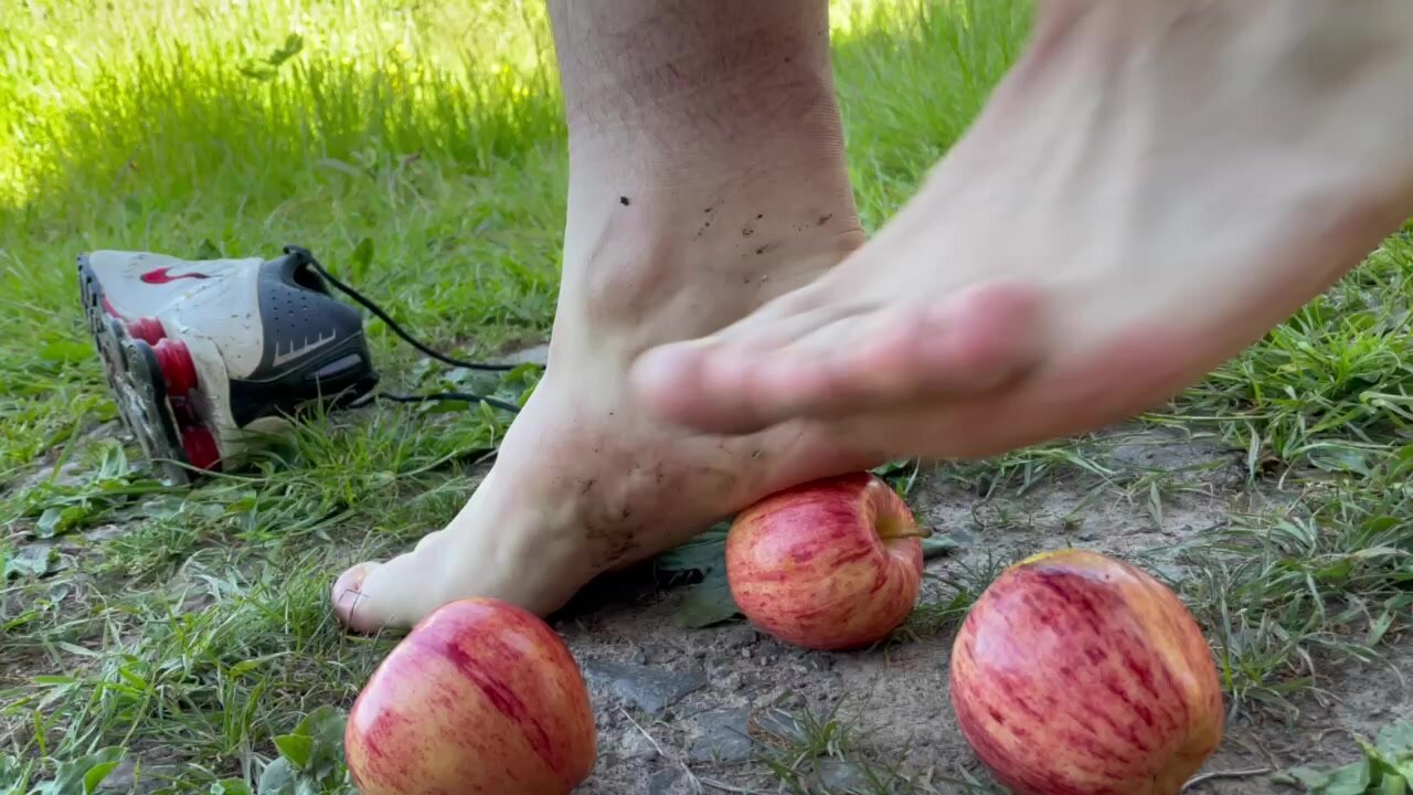 Squished some apple barefoot