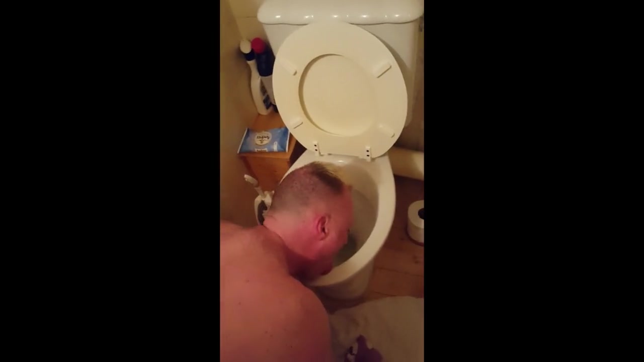 Licking toilet then cock