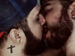 bearded guys kissing