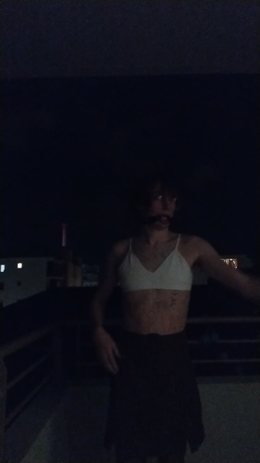 Slut Mae Exposed on her Balcony at Night